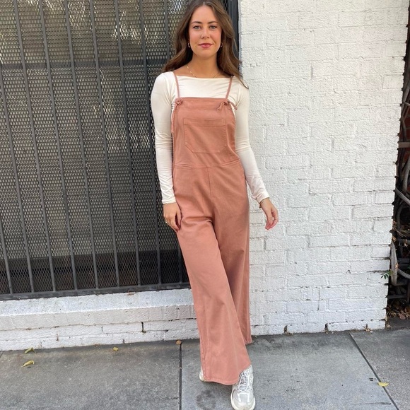 NWT self contrast tan overalls / jumper sz small / sold at anthro $170 - Picture 3 of 7